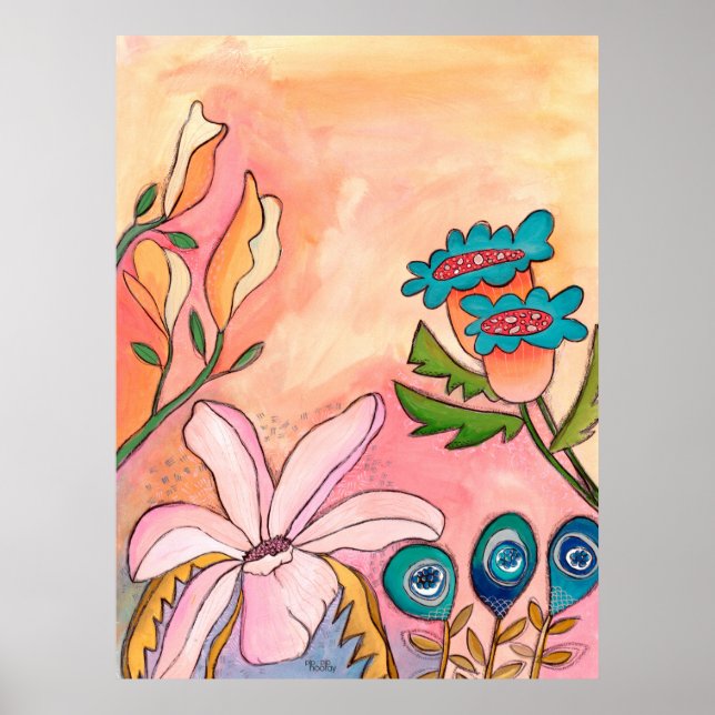 Surreal Garden Gouache Ink Art Artist Print (Front)