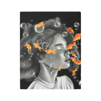 Surreal Girl with Goldfish Art Decor
