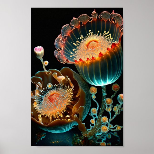 Surreal glowing floral display poster (Front)