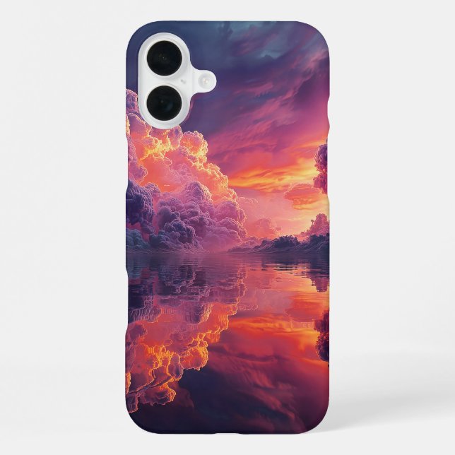 Surreal Glowing Sunset Clouds Reflected In Water iPhone Case (Back)