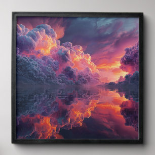 Surreal Glowing Sunset Clouds Reflected In Water Peel And Stick Photo Tile