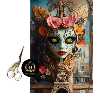 Surreal Gothic Eiffel Tower Gargoyle Decoupage Tissue Paper