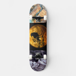 Surreal Halloween Moon Fusion Dark Fantasy ....... Skateboard