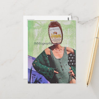 Surreal Honey Woman Mixed Media Collage Postcard