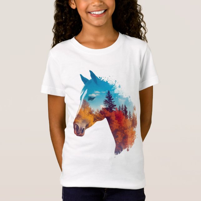 Surreal Horse in Autumn Forest T-Shirt (Front)