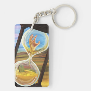 Surreal Hourglass Memento Mori Gothic Dark Desert Keychain