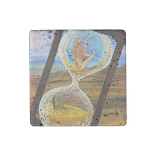 Surreal Hourglass Memento Mori Gothic Desert Stone Magnet