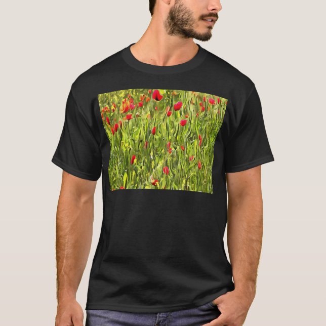 Surreal Hypnotic Poppies T-Shirt (Front)