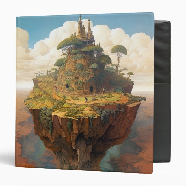 Surreal Island Landscape Fantasy Art 3 Ring Binder (Front/Inside)