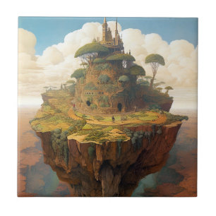 Surreal Island Landscape Fantasy Art Ceramic Tile