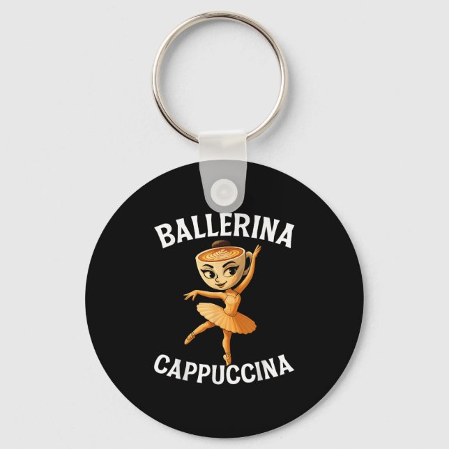 Surreal Italian Brainrot Meme Ballerina Cappuccina Keychain (Front)