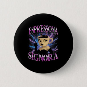 Surreal Italian Brainrot Meme Espressona Signora F Button