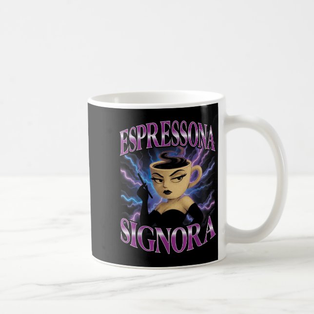 Surreal Italian Brainrot Meme Espressona Signora F Coffee Mug (Right)