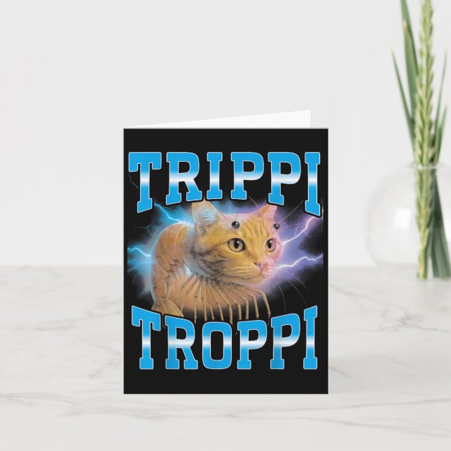Surreal Italian Brainrot Meme Trippi Troppi Cat Fu Card (Front)