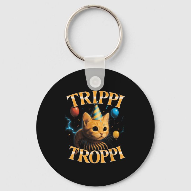 Surreal Italian Brainrot Meme Trippi Troppi Funny  Keychain (Front)