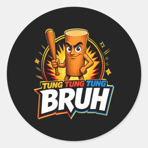 Surreal Italian Brainrot Meme Tung Tung Tung Sahur Classic Round Sticker