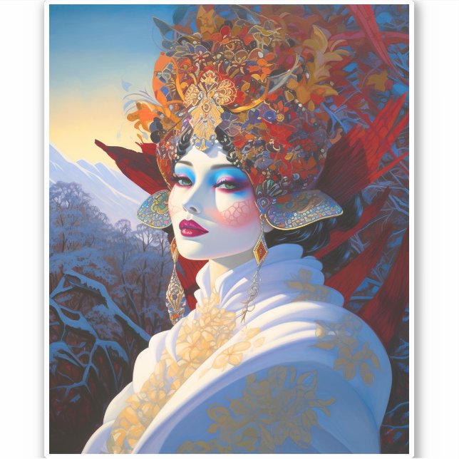 Surreal Lady Fantasy Art Sticker (Front)