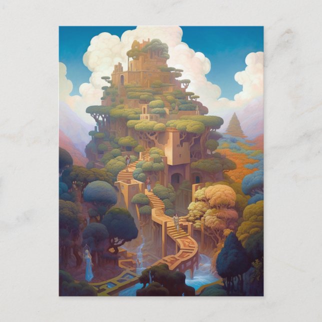 Surreal Landscape Castle Fantasy Art Postcard (Front)