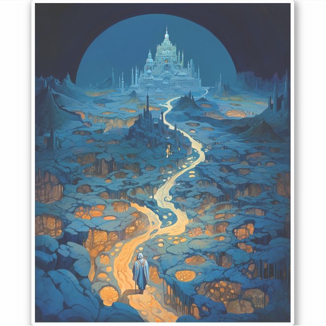 Surreal Landscape Castle Fantasy Art Sticker (Front)