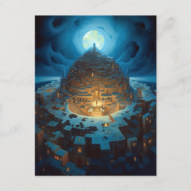 Surreal Landscape City Maze Fantasy Art Postcard (Front)