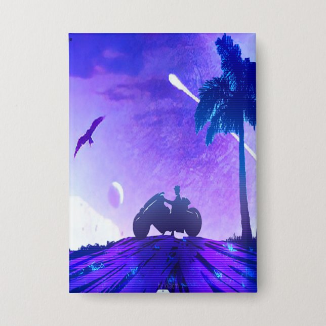 Surreal Landscape – Dreamy Digital Art Pinback But Button (Front)