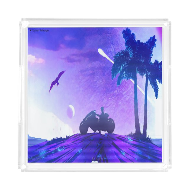 Surreal Landscape – Dreamy Digital Art Serving Tra Acrylic Tray (Front)