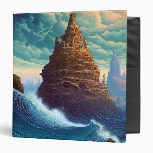 Surreal Landscape Towering City Fantasy Art 3 Ring Binder