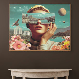 Surreal Landscape Vision, Surreal female portrait Canvas Print