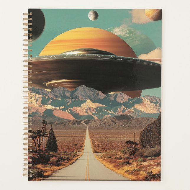 Surreal Landscape with Road, UFO and Saturn  Planner (Front)