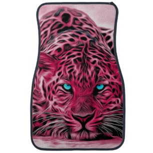 Surreal Leopard with Blue Eyes Car Mat