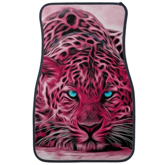 Surreal Leopard with Blue Eyes Car Mat (Front)