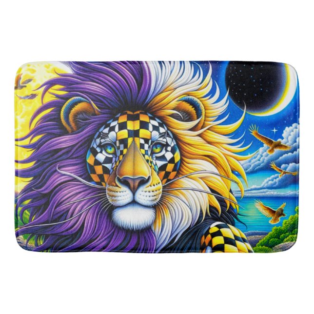 Surreal Lion Ocean Scene Bath Mat (Front)