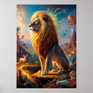 Surreal Lion Safari Poster