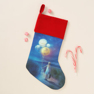 Surreal Little Girl Leaving Home for Other Worlds Christmas Stocking