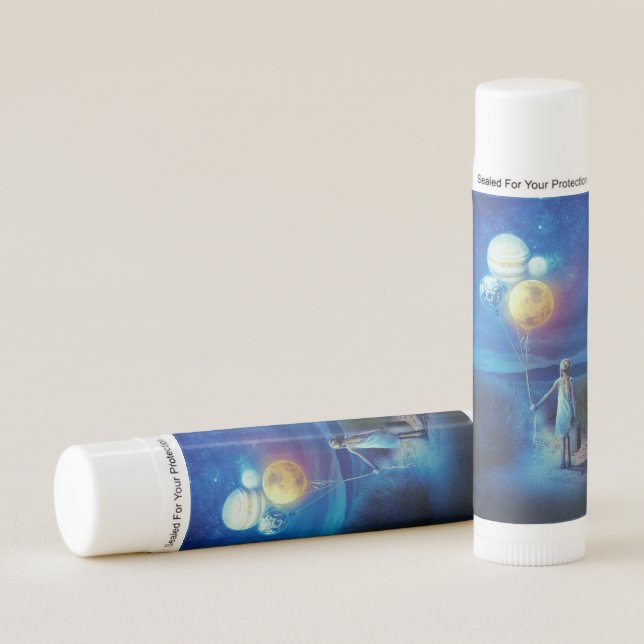 Surreal Little Girl Leaving Home for Other Worlds Lip Balm (Front)
