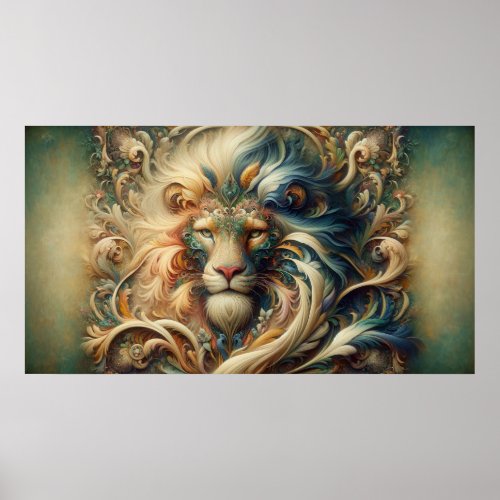 Surreal Majestic Lion Poster