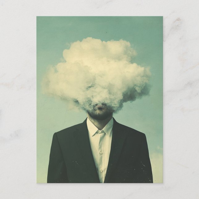 Surreal Man Head in a Cloud Postcard (Front)