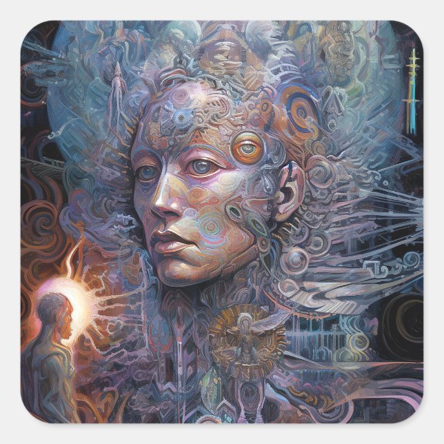 Surreal Man Visionary Art Square Sticker (Front)