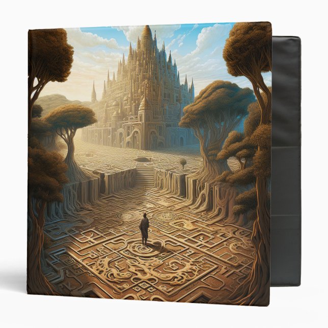 Surreal Maze Castle Landscape Fantasy Art 3 Ring Binder (Front/Inside)