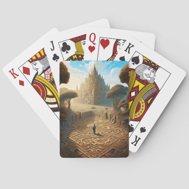Surreal Maze Castle Landscape Fantasy Art Poker Cards (Back)