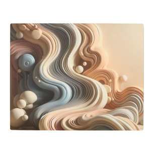 Surreal Melted Geometry in Soft Earth Tones Metal Print