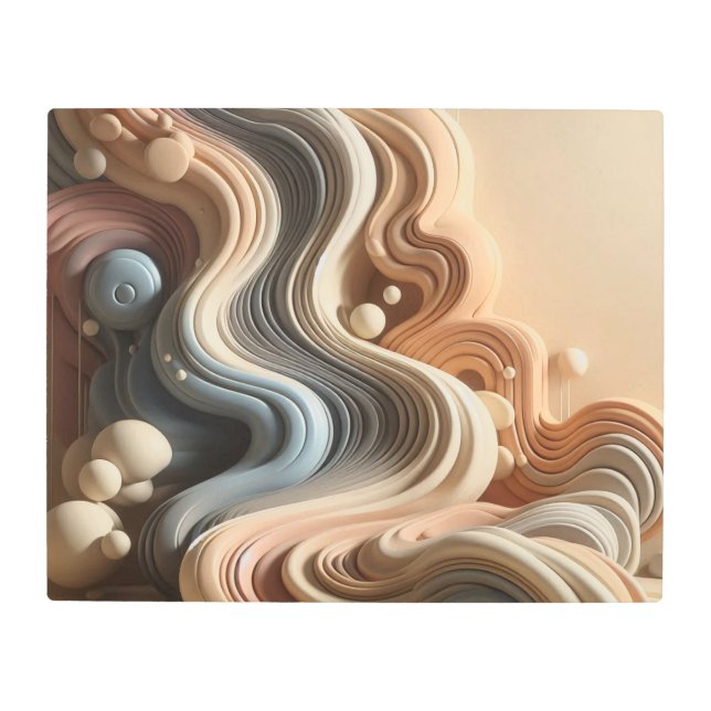 Surreal Melted Geometry in Soft Earth Tones Metal Print (Front)