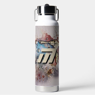 Surreal Metallic Fluid Art Custom Monogram Water Bottle