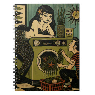 Surreal Mid Century Sea Siren Laundry Day Notebook