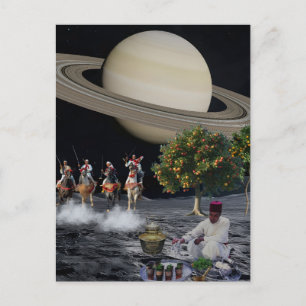 Surreal Moroccan Fantasia Saturn Space Collage Postcard