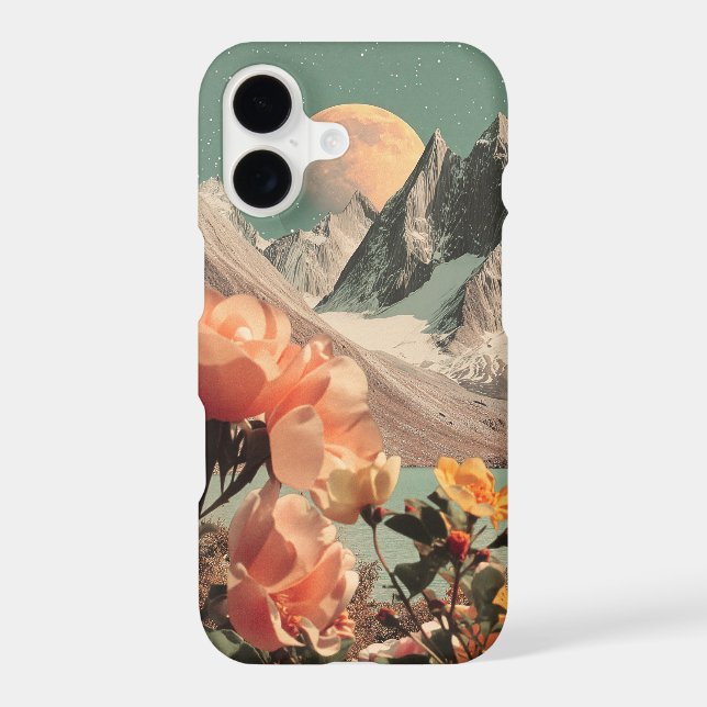 Surreal Mountain Landscape With Blooming Flowers iPhone Case (Back)