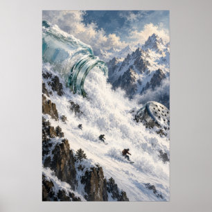 Surreal Mountain Wave Landscape Poster