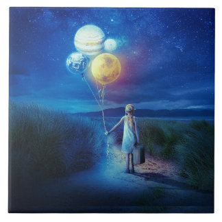 Surreal Moving to Her Future  Ceramic Tile