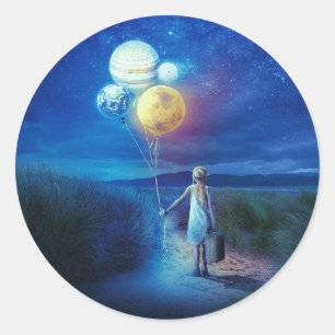 Surreal Moving to Her Future  Classic Round Sticker