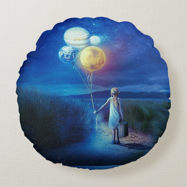 Surreal Moving to Her Future  Round Pillow (Front)